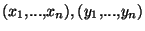 $(x_1,...,x_n),  (y_1,...,y_n)$