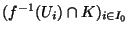 $(f^{-1}(U_i)\cap K)_{\scriptsize {i \in I_0}}$