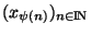 $(x_{\psi(n)})_{\scriptsize {n \in {\rm I\!N }}}$