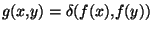 $g(x,y)=\delta(f(x),f(y))$