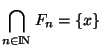 ${\displaystyle{\bigcap_{n\in {\rm I\!N }} F_n}}=\lbrace x \rbrace$