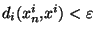 $d_i(x_n^i,x^i)<\varepsilon$
