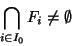 \begin{displaymath}\displaystyle{\bigcap_{i\in I_0} F_i\neq \emptyset}\end{displaymath}