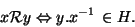 \begin{displaymath}x {\cal R} y \Leftrightarrow y.x^{-1} \in H .\end{displaymath}