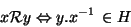 \begin{displaymath}x {\cal R} y \Leftrightarrow y.x^{-1} \in H \end{displaymath}